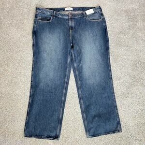 New Hollister Low Rise Baggy Jeans Women's 20 Long Medium Wash Cotton Plus Size